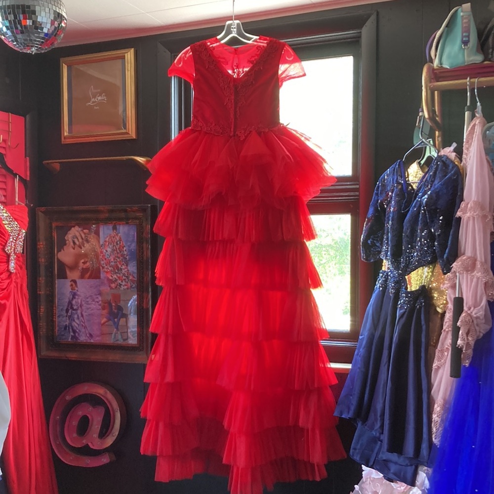 couture red gown (kids) measurements in description